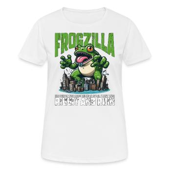RIBBIT UND RUINE - FROGZILLA - Frauen T-Shirt atmungsaktiv - Weiß - Vorne - AI Model Female 172 dark (172cm)