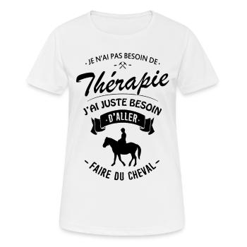 T-shirt Thérapie équitation - Faire du Cheval - T-shirt respirant Femme - blanc - Devant - AI Model Female 172 dark (172cm)