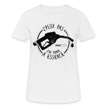 Je Peux Pas J'ai Pompe à Essence - Humour pénurie - T-shirt respirant Femme - blanc - Devant - AI Model Female 172 dark (172cm)