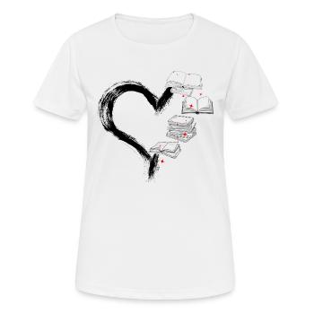 Heart With Books - Women's Breathable T-Shirt - white - Front - AI Model Female 172 dark (172cm)