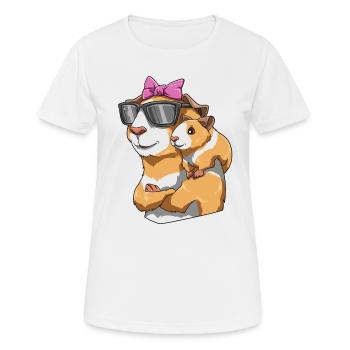 Liebevolles Meerschweinchen mit Meerschweinchen - Frauen T-Shirt atmungsaktiv - Weiß - Vorne - AI Model Female 172 dark (172cm)