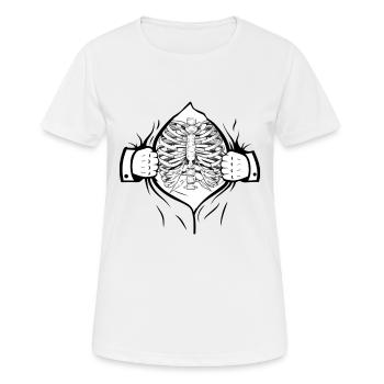 Skelett Brustkorb offen - Frauen T-Shirt atmungsaktiv - Weiß - Vorne - AI Model Female 172 dark (172cm)