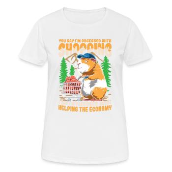 MEERSCHWEINCHEN FUTTER EINKAUFSWAGEN - Frauen T-Shirt atmungsaktiv - Weiß - Vorne - AI Model Female 172 dark (172cm)
