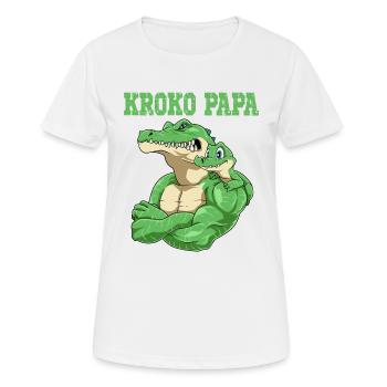 Kroko Papa Krokodil Vater und Baby Papa Vatertag - Frauen T-Shirt atmungsaktiv - Weiß - Vorne - AI Model Female 172 dark (172cm)