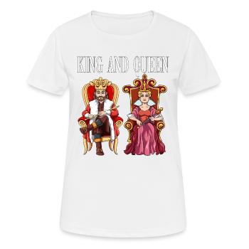 König Königin mit Krone auf dem Thron. - Frauen T-Shirt atmungsaktiv - Weiß - Vorne - AI Model Female 172 dark (172cm)