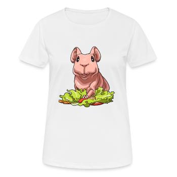 Nacktmeerschweinchen mit Salat - Frauen T-Shirt atmungsaktiv - Weiß - Vorne - AI Model Female 172 dark (172cm)