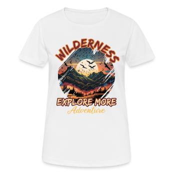 Wildnis Abenteuer Entdecken - Frauen T-Shirt atmungsaktiv - Weiß - Vorne - AI Model Female 172 dark (172cm)