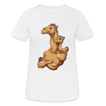 Starkes Kamel mit Kamel Kind für einen Kamel - Frauen T-Shirt atmungsaktiv - Weiß - Vorne - AI Model Female 172 dark (172cm)