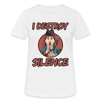 Dudelsack I Destroy Silence - Frauen T-Shirt atmungsaktiv - Weiß - Vorne - AI Model Female 172 dark (172cm)