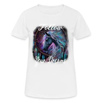 Follow Your Dreams für einen Esoteriker - Frauen T-Shirt atmungsaktiv - Weiß - Vorne - AI Model Female 172 dark (172cm)