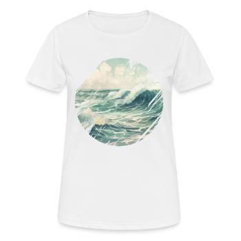 Meer Wellen Brandung Gischt Ufer Küste - Frauen T-Shirt atmungsaktiv - Weiß - Vorne - AI Model Female 172 dark (172cm)