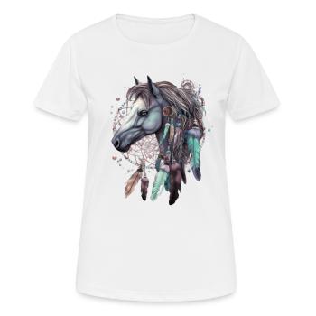 Traumfänger Pferd Federn Esoterik - Frauen T-Shirt atmungsaktiv - Weiß - Vorne - AI Model Female 172 dark (172cm)
