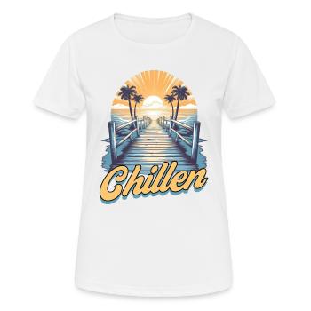 Auszeit Urlaub Hängematte Strand - Frauen T-Shirt atmungsaktiv - Weiß - Vorne - AI Model Female 172 dark (172cm)