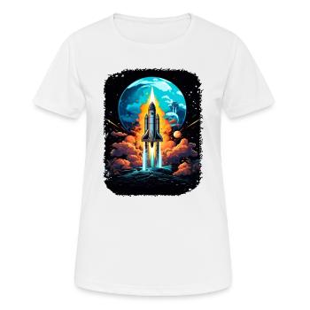 Space Weltraum Raumschiff Start Abheben Lift Off - Frauen T-Shirt atmungsaktiv - Weiß - Vorne - AI Model Female 172 dark (172cm)