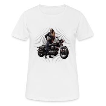 Motorradfahrerin Frau Motorrad - Frauen T-Shirt atmungsaktiv - Weiß - Vorne - AI Model Female 172 dark (172cm)