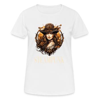 Steampunk Frau für einen Steampunk Liebhaber - Frauen T-Shirt atmungsaktiv - Weiß - Vorne - AI Model Female 172 dark (172cm)