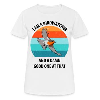 Observation des oiseaux Observation des oiseaux Observation des oiseaux - T-shirt respirant Femme - blanc - Devant - AI Model Female 172 dark (172cm)
