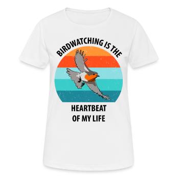 Observation des oiseaux Observation des oiseaux Observation des oiseaux - T-shirt respirant Femme - blanc - Devant - AI Model Female 172 dark (172cm)