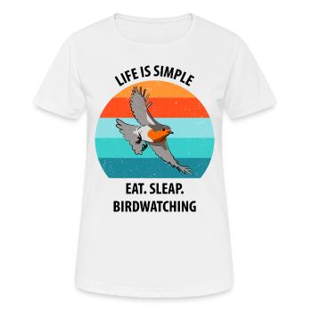 Observation des oiseaux Observation des oiseaux Observation des oiseaux - T-shirt respirant Femme - blanc - Devant - AI Model Female 172 dark (172cm)