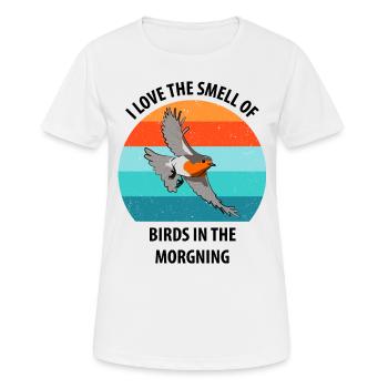 Observation des oiseaux Observation des oiseaux Observation des oiseaux - T-shirt respirant Femme - blanc - Devant - AI Model Female 172 dark (172cm)