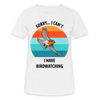 Observation des oiseaux Observation des oiseaux Observation des oiseaux - T-shirt respirant Femme - blanc - Devant - AI Model Female 172 dark (172cm)