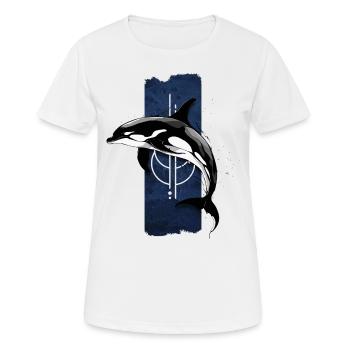 Ocean Monarch: Majestätischer Schwertwal - Frauen T-Shirt atmungsaktiv - Weiß - Vorne - AI Model Female 172 dark (172cm)