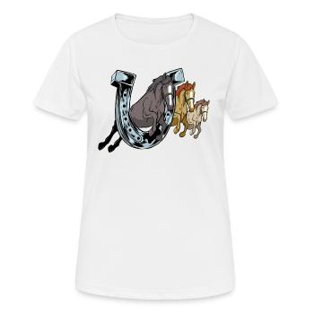 Cheval en fer à cheval, course, cadeau de chemise de cheval de course - T-shirt respirant Femme - blanc - Devant - AI Model Female 172 dark (172cm)