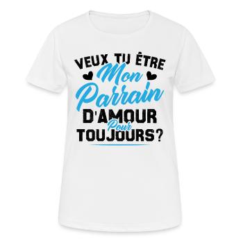 Veux Tu Être Mon Parrain D amour pour toujours - T-shirt respirant Femme - blanc - Devant - AI Model Female 172 dark (172cm)