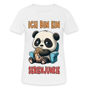Serienjunkie Serienmarathon Panda Popcorn Couch - Frauen T-Shirt atmungsaktiv - Weiß - Vorne - AI Model Female 172 dark (172cm)