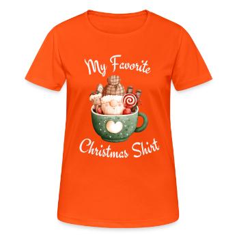 Ma chemise de Noël préférée - T-shirt respirant Femme - orange néon - Devant - AI Model Female 172 dark (172cm)