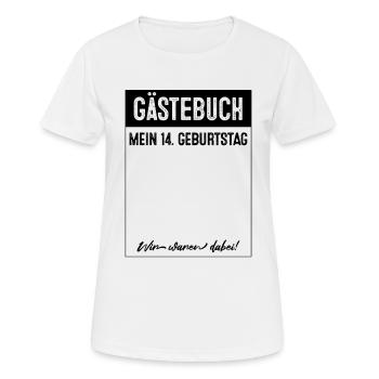 14 Jahre Gästebuch 14. Geburtstag - Frauen T-Shirt atmungsaktiv - Weiß - Vorne - AI Model Female 172 dark (172cm)