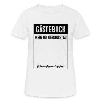 66 Jahre Gästebuch 66. Geburtstag - Frauen T-Shirt atmungsaktiv - Weiß - Vorne - AI Model Female 172 dark (172cm)