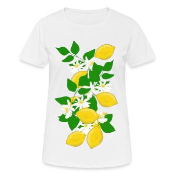 Zitronen, Zweig, Blüten - Frauen T-Shirt atmungsaktiv - Weiß - Vorne - AI Model Female 172 dark (172cm)