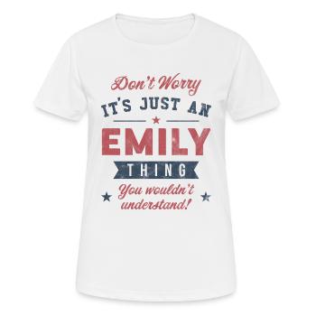 C’est une chose d’Emily - T-shirt respirant Femme - blanc - Devant - AI Model Female 172 dark (172cm)