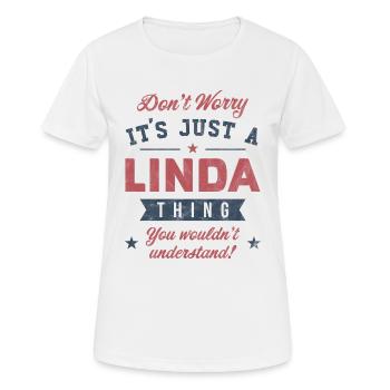 C’est un truc de Linda - T-shirt respirant Femme - blanc - Devant - AI Model Female 172 dark (172cm)