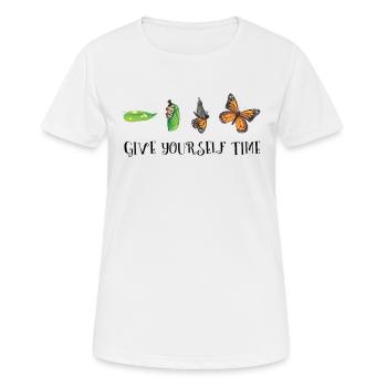 Chemise d'inspiration papillon chenille de motivation - T-shirt respirant Femme - blanc - Devant - AI Model Female 172 dark (172cm)