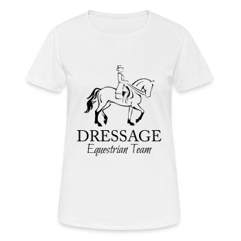 Cheval de dressage et cavalier - T-shirt respirant Femme - blanc - Devant - AI Model Female 172 dark (172cm)