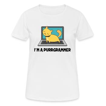 Cat Programmer Fur Computer Nerd Gift - Women's Breathable T-Shirt - white - Front - AI Model Female 172 dark (172cm)