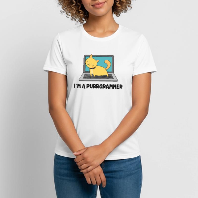 Katze Programmierer Fell Computer Nerd Geschenk Frauen T-Shirt atmungsaktiv