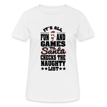 Liste de cadeaux de Noël laids anti Noël - T-shirt respirant Femme - blanc - Devant - AI Model Female 172 dark (172cm)