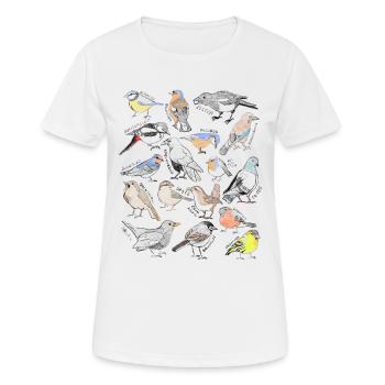 Oiseaux Croquis dessin collage - T-shirt respirant Femme - blanc - Devant - AI Model Female 172 dark (172cm)