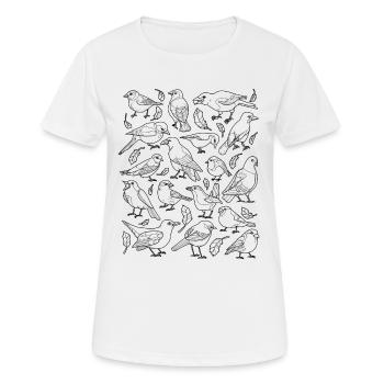 Vögel, verschiedene Vogelarten, Gartenvögel - Frauen T-Shirt atmungsaktiv - Weiß - Vorne - AI Model Female 172 dark (172cm)