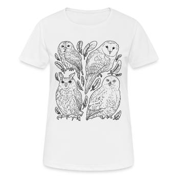 Eulen - Frauen T-Shirt atmungsaktiv - Weiß - Vorne - AI Model Female 172 dark (172cm)