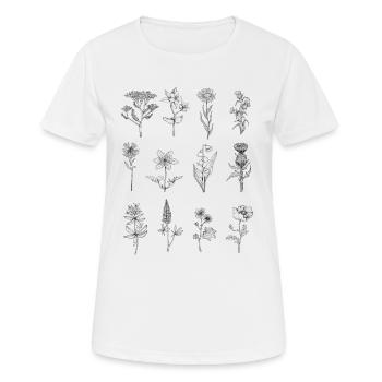 Wildblumen Line Art - Frauen T-Shirt atmungsaktiv - Weiß - Vorne - AI Model Female 172 dark (172cm)