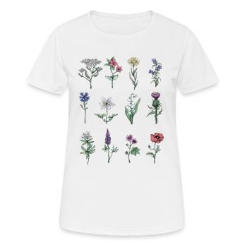 Verschiedene Wildblumen - Frauen T-Shirt atmungsaktiv - Weiß - Vorne - AI Model Female 172 dark (172cm)
