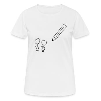 Zeichnung stift - Frauen T-Shirt atmungsaktiv - Weiß - Vorne - AI Model Female 172 dark (172cm)