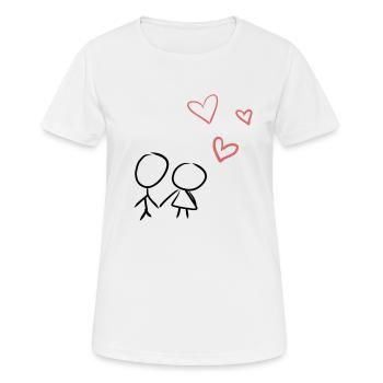 herz liebespaar liebe - Frauen T-Shirt atmungsaktiv - Weiß - Vorne - AI Model Female 172 dark (172cm)