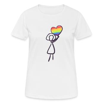 LGBT Regenbogen Herz - Frauen T-Shirt atmungsaktiv - Weiß - Vorne - AI Model Female 172 dark (172cm)