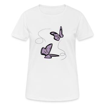 zwei Schmetterlinge schmetterling faden - Frauen T-Shirt atmungsaktiv - Weiß - Vorne - AI Model Female 172 dark (172cm)
