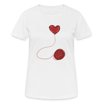 heart red symbol wool thread line - Women's Breathable T-Shirt - white - Front - AI Model Female 172 dark (172cm)